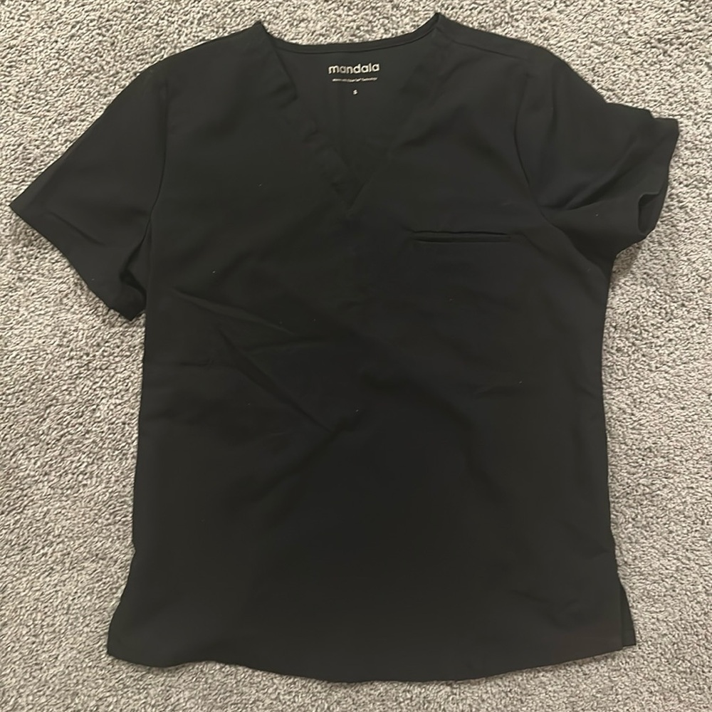 Black Mandala One Pocket Scrub Top